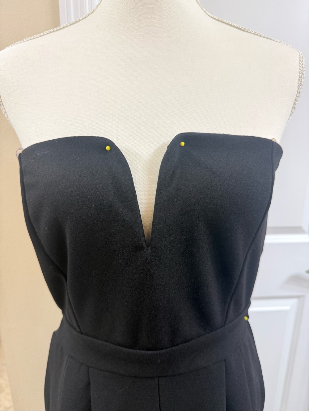 Strapless Black V-Neck Women's Dress
